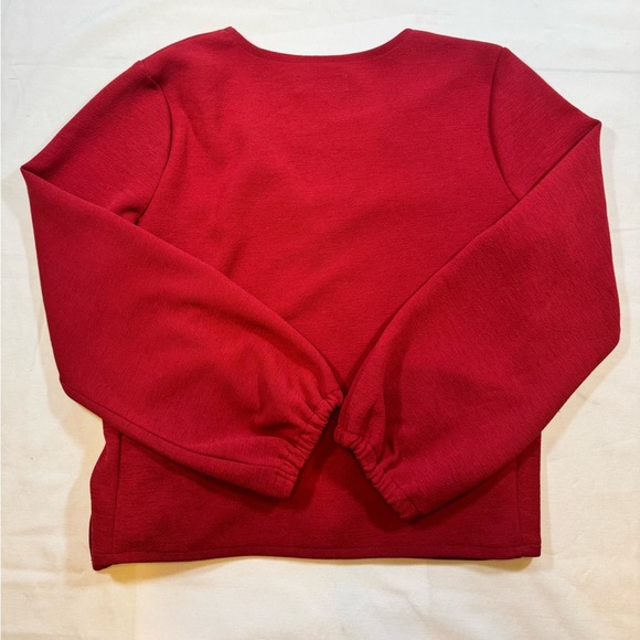Madewell Texture & Thread Red V-Neck Wrap Blouse - Picture 9 of 11